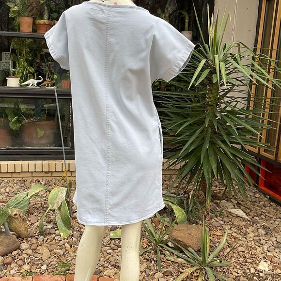 Vintage 90s y2K Boxy Denim Chambray Shirt Dress Size Small - Picture 3 of 10